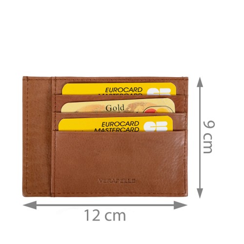 Port-card piele maro ocru PT059