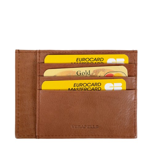 Port-card piele maro ocru PT059
