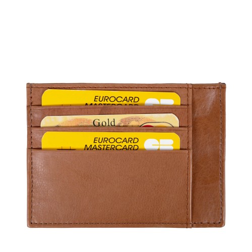 Port-card piele maro ocru PT059