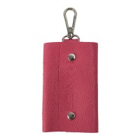 Port-chei din piele naturala roz PC010