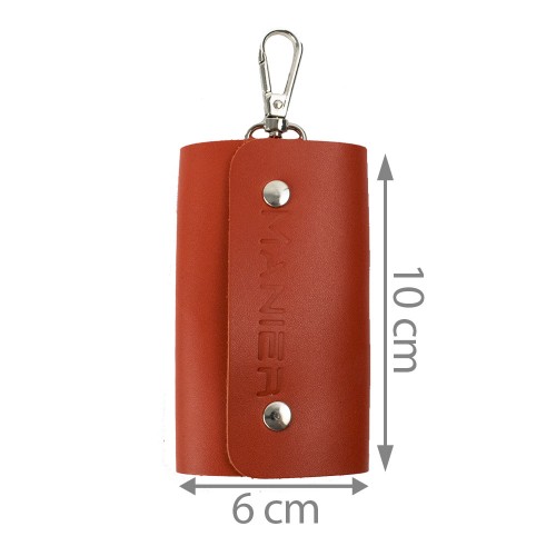 Port-chei din piele naturala oranj PC011