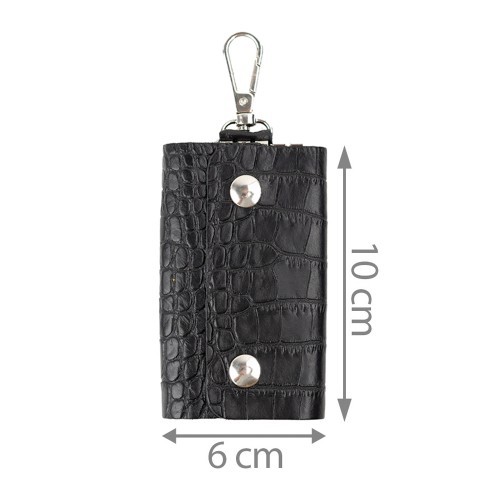 Port-chei piele neagra imprimeu crocodil PC038
