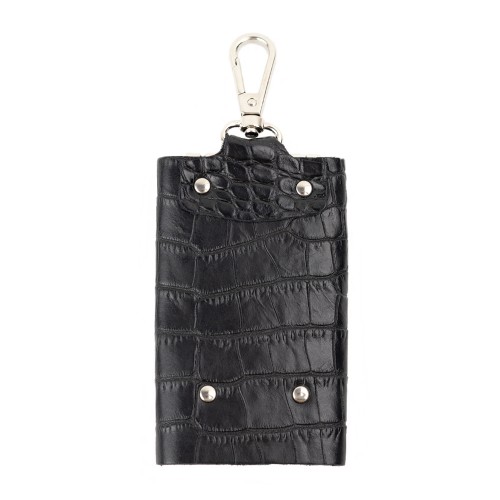 Port-chei piele neagra imprimeu crocodil PC038