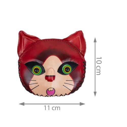 Port-monede piele pisicuta rosie PM059