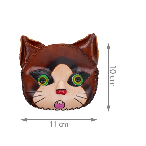 Port-monede piele pisicuta maro PM061