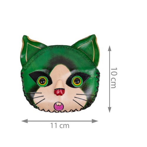 Port-monede piele pisicuta verde PM063