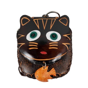 Port-monede piele pisicuta neagra PM064