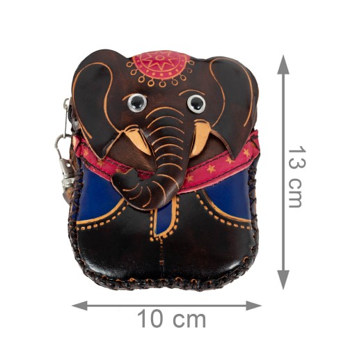 Port-monede piele elefant maro inchis PM066