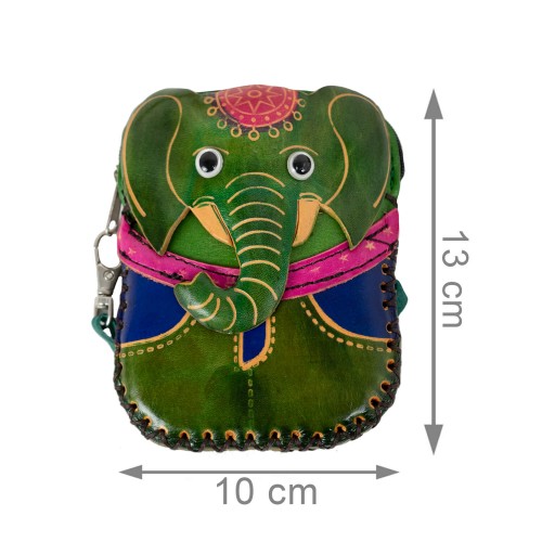 Port-monede piele elefant verde PM069