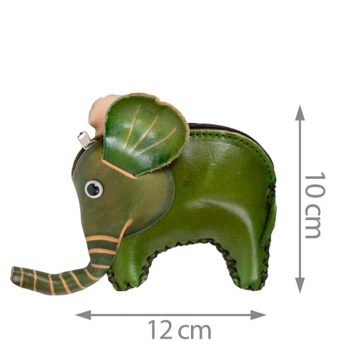 Port-monede piele elefant verde PM088