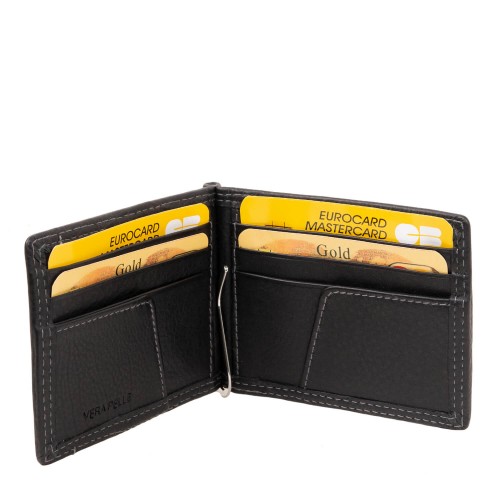 Port-card din piele naturala neagra PT015