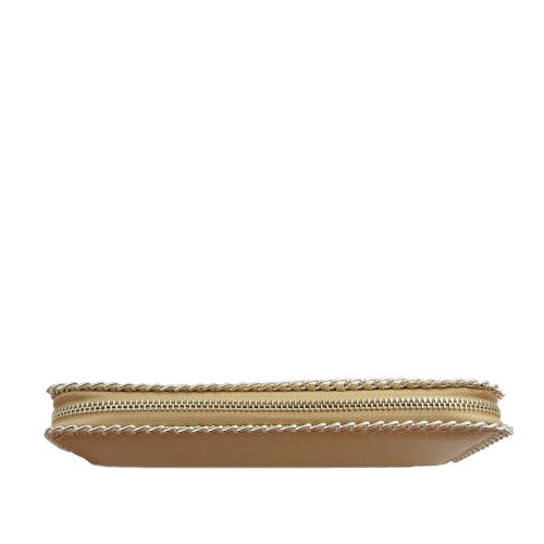 Portofel din piele naturala crem cu lant PTF019