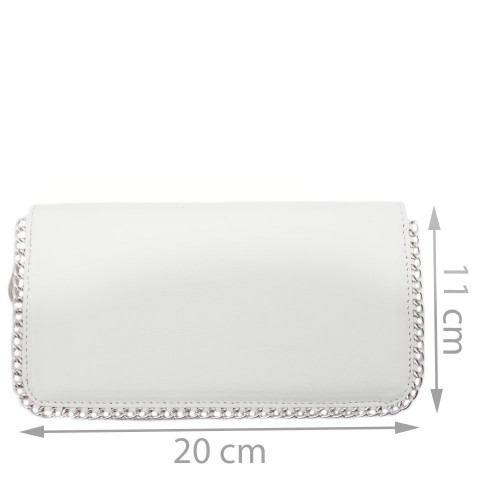Portofel din piele naturala alb cu lant Model PTF027