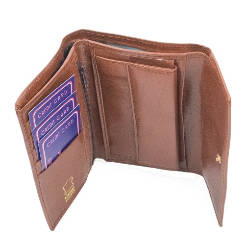 Portofel din piele naturala maro cognac Model PTF029