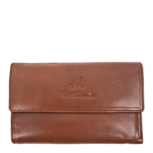 Portofel din piele naturala maro cognac Model PTF029