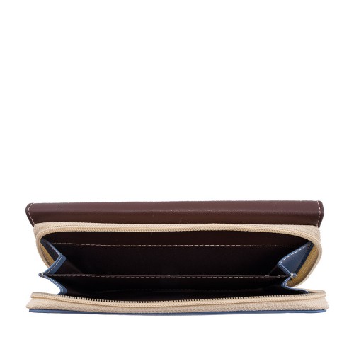 Portofel din piele naturala bleu/maro PTF032