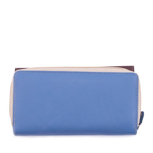 Portofel din piele naturala bleu/maro PTF032