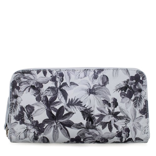 Portofel din piele naturala cu imprimeu floral PTF034