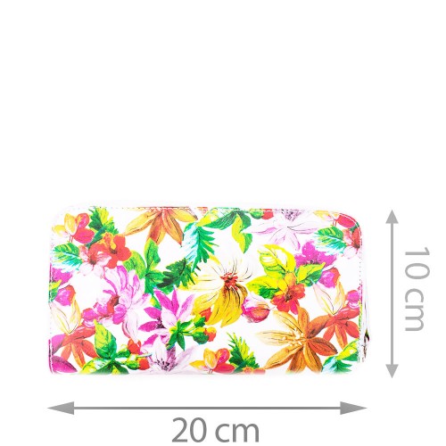 Portofel din piele naturala cu imprimeu floral PTF036