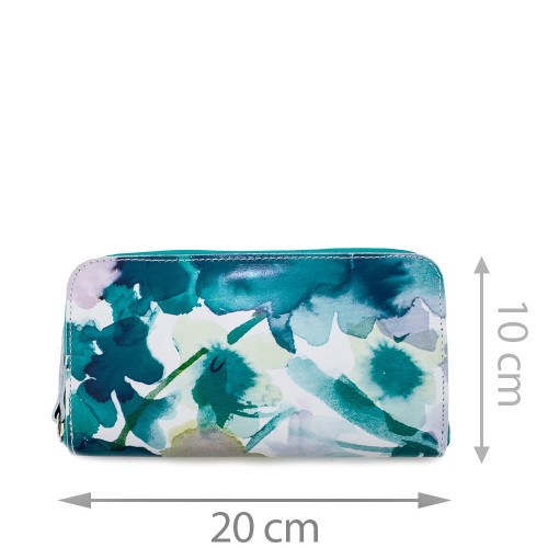 Portofel din piele naturala cu imprimeu floral PTF037