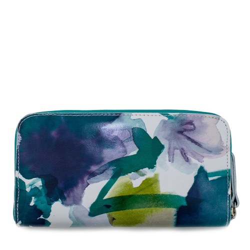 Portofel din piele naturala cu imprimeu floral PTF037