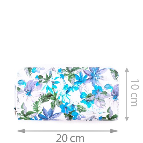Portofel din piele naturala cu imprimeu floral PTF038