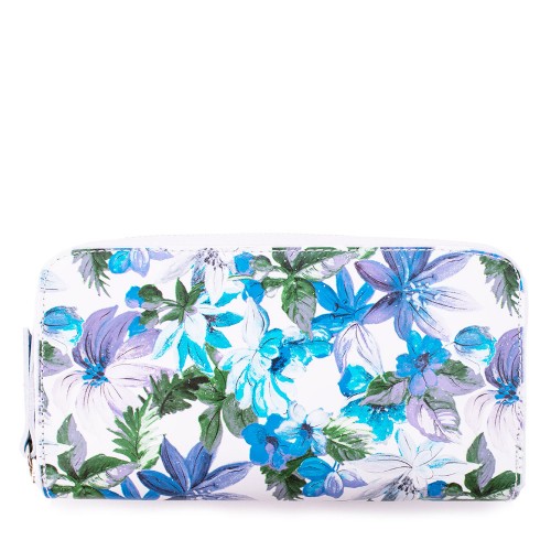 Portofel din piele naturala cu imprimeu floral PTF038