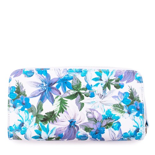 Portofel din piele naturala cu imprimeu floral PTF038