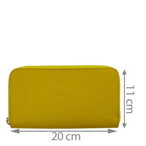 Portofel din piele naturala galben PTF053