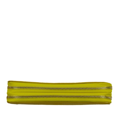Portofel din piele naturala galben PTF053
