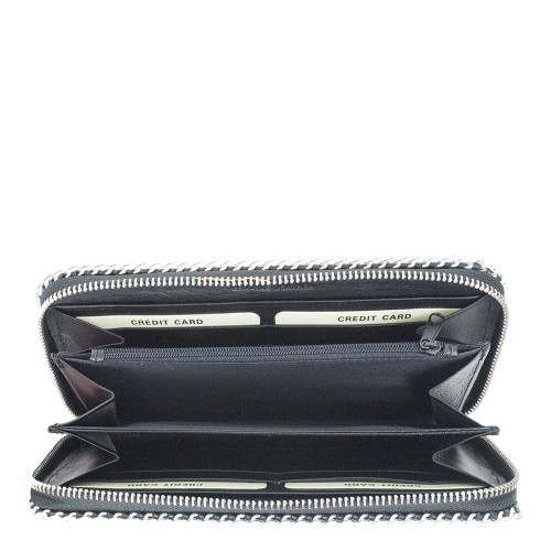 Portofel din piele neagra cu lant PTF112