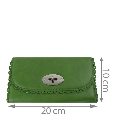 Portofel din piele naturala verde PTF113