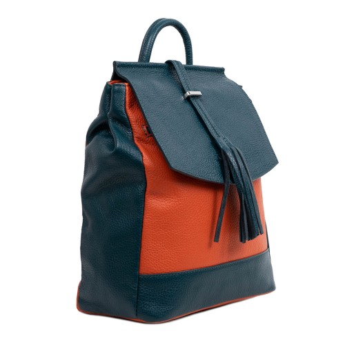 Rucsac piele turcoaz maro cu ciucuri GF2156
