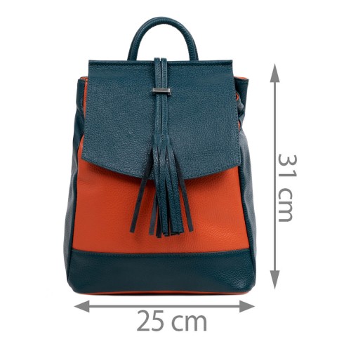 Rucsac piele turcoaz maro cu ciucuri GF2156