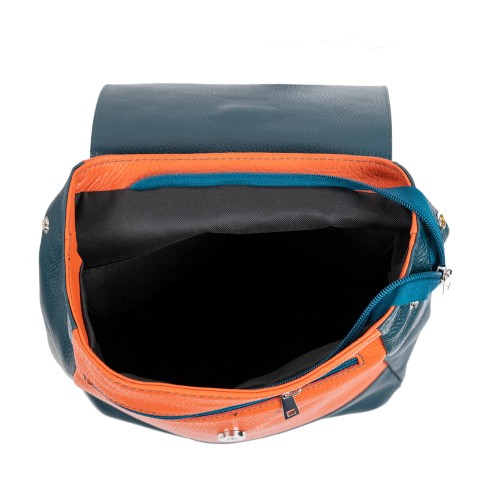 Rucsac piele turcoaz maro cu ciucuri GF2156