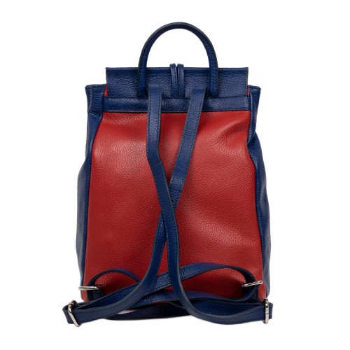 Rucsac piele bleumarin/visiniu cu ciucuri GF2423