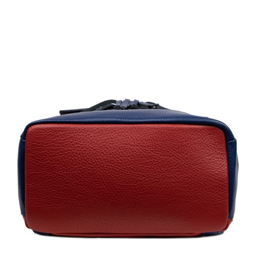 Rucsac piele bleumarin/visiniu cu ciucuri GF2423