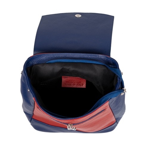 Rucsac piele bleumarin/visiniu cu ciucuri GF2423