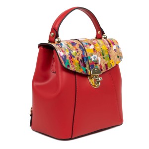 Rucsac piele rosie imprimeu paisley GF2603