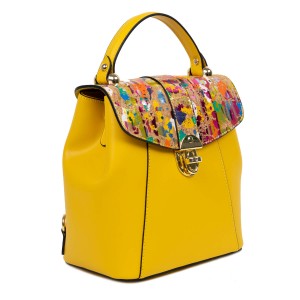 Rucsac piele galbena imprimeu paisley GF2604