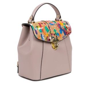 Rucsac piele taupe imprimeu paisley GF2605