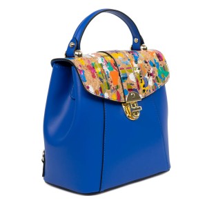 Rucsac piele albastra imprimeu paisley GF2607