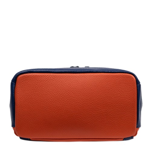 Rucsac piele bleumarin/oranj cu ciucuri GF2815
